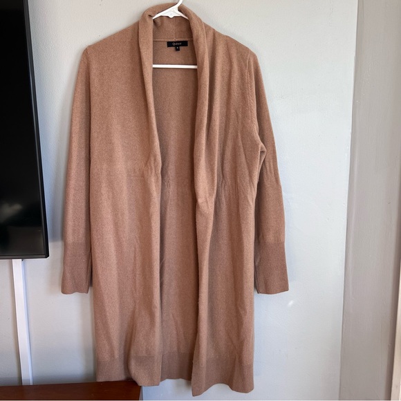 Quince Mongolian Cashmere Duster Cardigan Sweater Long Open Front Camel Small - Picture 5 of 9